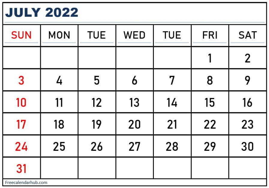 July 2021 Printable Calendar - Monthly Calendar Template Of July 2021