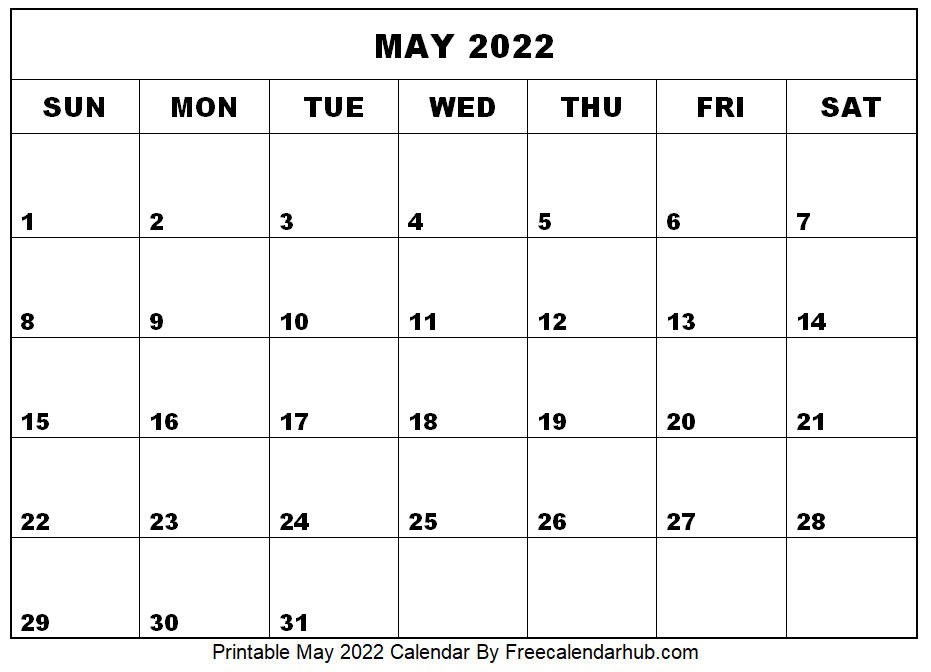 2022 May Calendar Printable