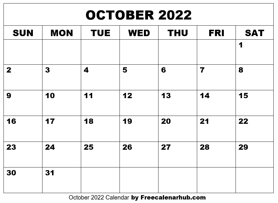 October 2022 Calendar Free Download