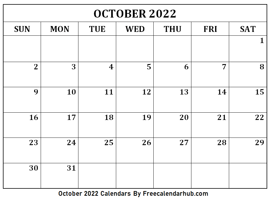 Printable October Calendar 2022
