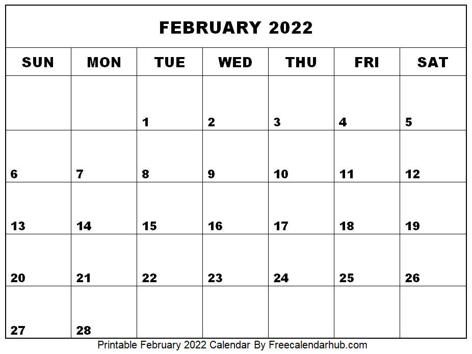 2022 February Calendar Template