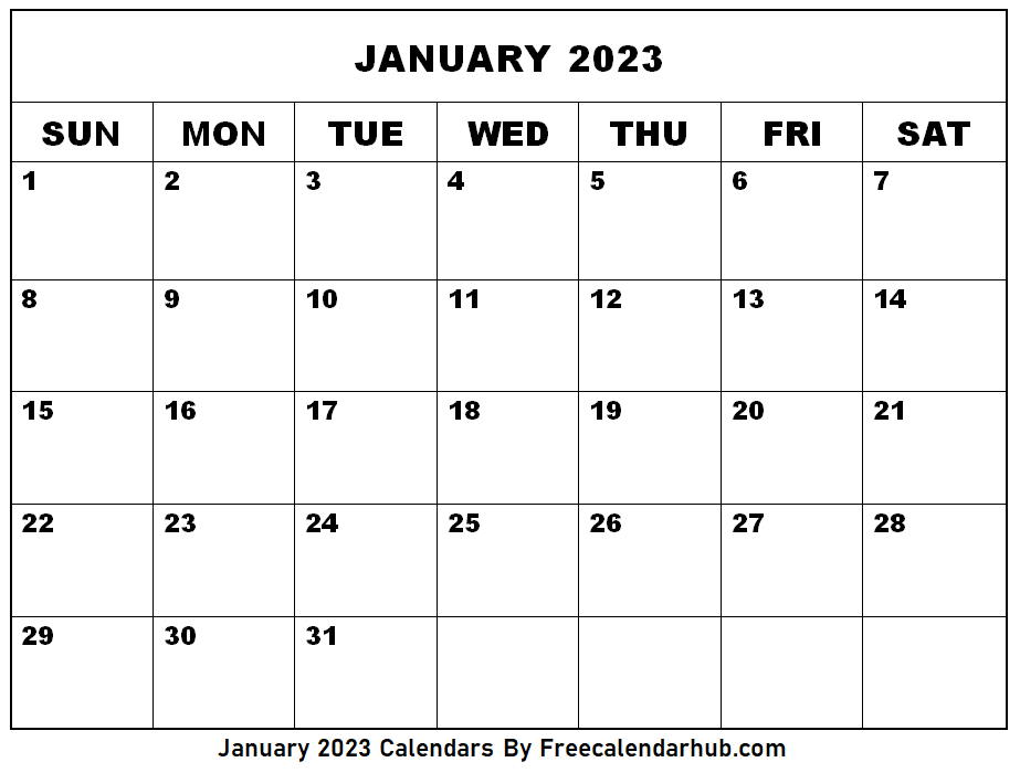 Blank January 2023 Calendar Printable